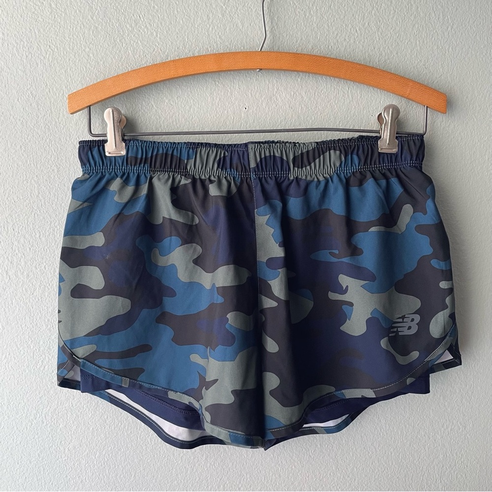 🌻5/$15🌻 New Balance | Green & Blue Camo Athletic Shorts with Spandex Liner